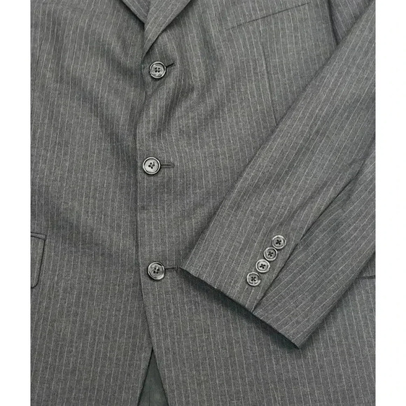 Brooks Brothers 346 Mens Dark Gray Pinstripe Wool Suit Jacket Sport Coat 46R - Picture 3 of 16